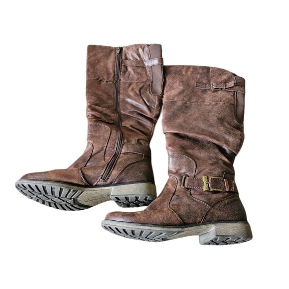 Riding Boots Leather STILLER  Buckle Zip Knee High - Picture 2 of 6